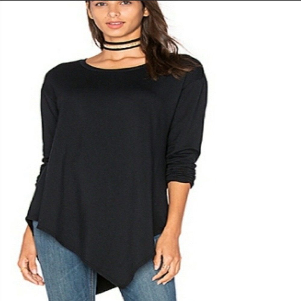 Asymmetrical top with sweatshirt interior